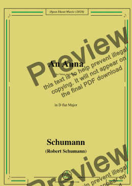 page one of Schumann-An Anna,in D flat Major,for Voice and Piano 