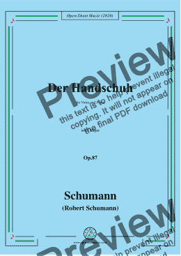 page one of Schumann-Der Handschuh,Op.87,in D Major,for Voice and Piano 