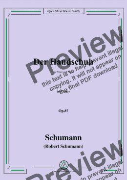 page one of Schumann-Der Handschuh,Op.87,in F Major,for Voice&Piano 