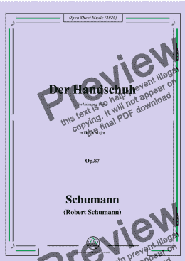 page one of Schumann-Der Handschuh,Op.87,in D flat Major,for Voice&Piano 