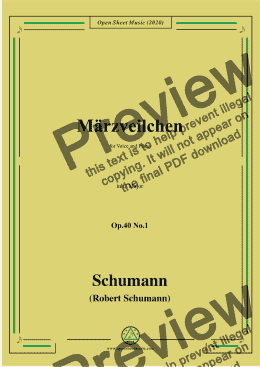 page one of Schumann-Märzveilchen Op.40 No.1,in G Major,for Voice&Piano