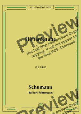 page one of Schumann-Hirtenknabe,in a minor,for Voice and Piano 