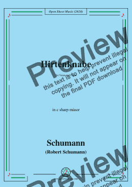 page one of Schumann-Hirtenknabe,in c sharp minor,for Voice and Piano