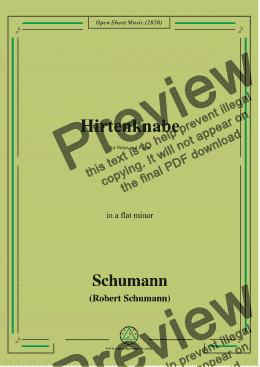 page one of Schumann-Hirtenknabe,in a flat minor,for Voice and Piano 