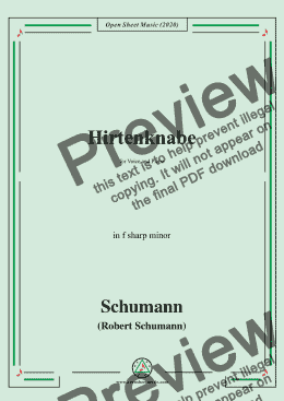 page one of Schumann-Hirtenknabe,in f sharp minor,for Voice and Piano 