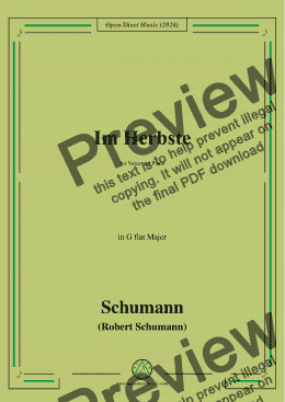 page one of Schumann-Im Herbste,in G flat Major,for Voice and Piano 