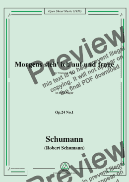 page one of Schumann-Morgens steh' ich auf,Op.24 No.1,in E flat Major 