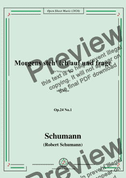 page one of Schumann-Morgens steh' ich auf,Op.24 No.1,in E Major 