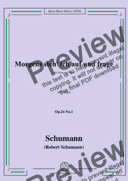 page one of Schumann-Morgens steh' ich auf,Op.24 No.1,in C Major 