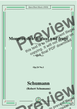 page one of Schumann-Morgens steh' ich auf,Op.24 No.1,in B flat Major 