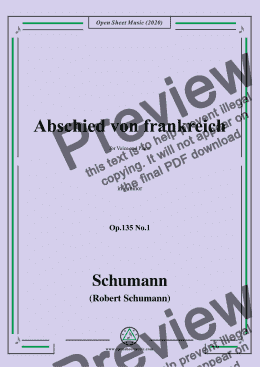 page one of Schumann-Abschied von frankreich,Op.135 No.1 in e minor,for Voice&Piano 