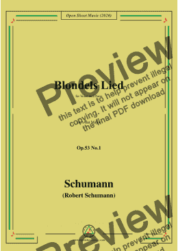 page one of Schumann-Blondels Lied,Op.53 No.1,in A flat Major,for Voice&Piano 