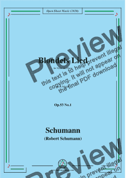 page one of Schumann-Blondels Lied,Op.53 No.1,in A Major,for Voice&Piano