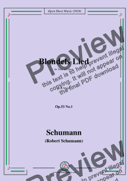 page one of Schumann-Blondels Lied,Op.53 No.1,in B Major,for Voice&Piano 