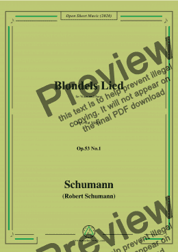 page one of Schumann-Blondels Lied,Op.53 No.1,in G flat Major,for Voice&Piano