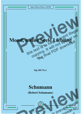 page one of Schumann-Mond,meiner Seele Liebling,Op.104 No.1,in a minor 