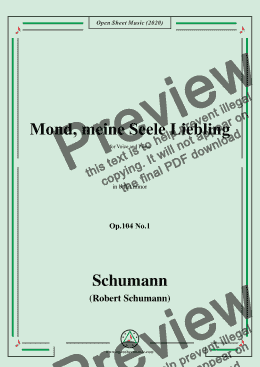 page one of Schumann-Mond,meiner Seele Liebling,Op.104 No.1,in b flat minor 