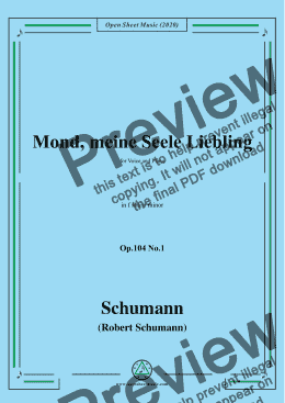 page one of Schumann-Mond,meiner Seele Liebling,Op.104 No.1,in f sharp minor 