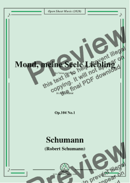 page one of Schumann-Mond,meiner Seele Liebling,Op.104 No.1,in e flat minor 