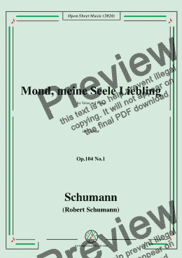 page one of Schumann-Mond,meiner Seele Liebling,Op.104 No.1,in f minor 