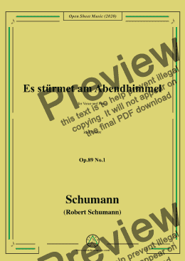 page one of Schumann-Es stürmet am Abendhimmel,Op.89 No.1,in d minor