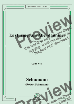 page one of Schumann-Es stürmet am Abendhimmel,Op.89 No.1,in e flat minor 