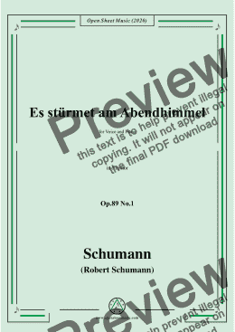 page one of Schumann-Es stürmet am Abendhimmel,Op.89 No.1,in f minor