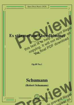 page one of Schumann-Es stürmet am Abendhimmel,Op.89 No.1,in c minor 