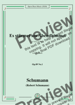 page one of Schumann-Es stürmet am Abendhimmel,Op.89 No.1,in b flat minor