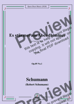 page one of Schumann-Es stürmet am Abendhimmel,Op.89 No.1,in b minor