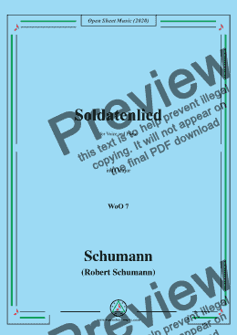 page one of Schumann-Soldatenlied,WoO 7,in D Major,for Voice and Piano 