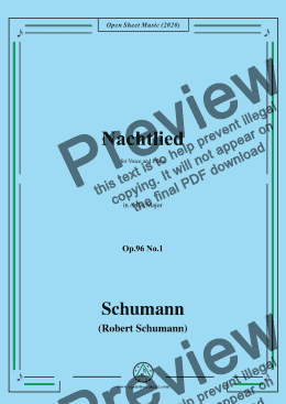 page one of Schumann-Nachtlied,Op.96 No.1,in A flat Major,for Voice&Piano