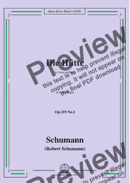 page one of Schumann-Die Hütte,Op.119 No.1 in A flat Major,for Voice&Piano