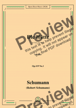 page one of Schumann-Die Hütte,Op.119 No.1 in B Major,for Voice&Piano 