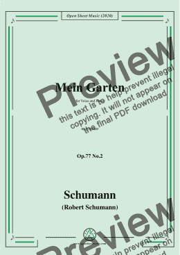 page one of Schumann-Mein Garten,Op.77 No.2,in g minor,for Voice&Piano 