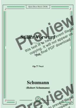 page one of Schumann-Stiller Vorwurf,Op.77,No.4,in b minor,for Voice&Piano 