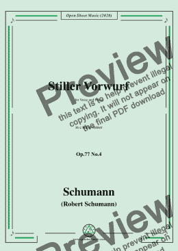 page one of Schumann-Stiller Vorwurf,Op.77,No.4,in c sharp minor,for Voice&Piano