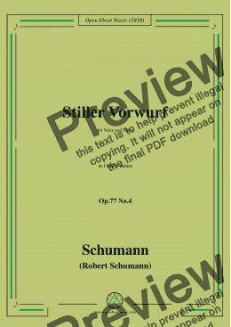 page one of Schumann-Stiller Vorwurf,Op.77,No.4,in f sharp minor,for Voice&Piano