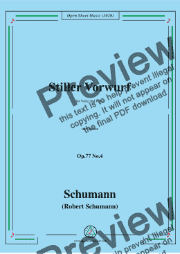 page one of Schumann-Stiller Vorwurf,Op.77,No.4,in f minor,for Voice&Piano 