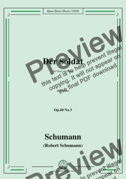 page one of Schumann-Der Soldat Op.40 No.3,in d minor,for Voice&Piano