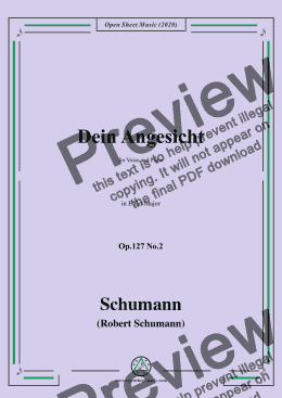 page one of Schumann-Dein Angesicht Op.127 No.2,in E flat Major,for Voice&Piano 