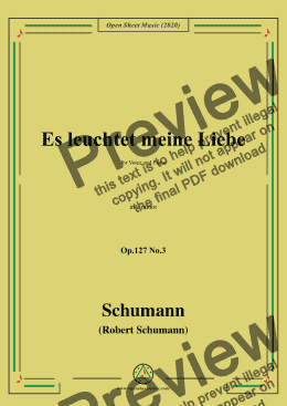 page one of Schumann-Es leuchtet meine Liebe Op.127 No.3,in e minor 