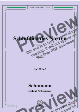 page one of Schumann-Schlußlied des Narren Op.127 No.5,in a minor,for Voice&Piano