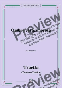 page one of Traetta-Ombra cara,amorosa,in f sharp minor,for Voice and Piano 