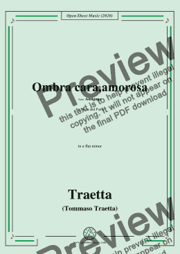 page one of Traetta-Ombra cara,amorosa,in e flat minor,for Voice and Piano 