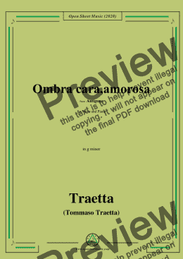 page one of Traetta-Ombra cara,amorosa,in g minor,for Voice and Piano 