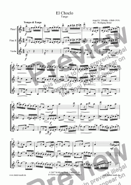 page one of El Choclo. Tango (2 Flutes - Violin)