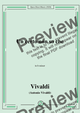 page one of Vivaldi-Un certo non so che,in b minor,for Voice and Piano 