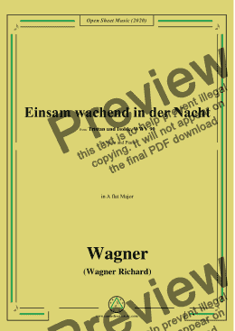 page one of Wagner-Einsam wachend in der Nacht,in A flat Major,for Voice&Piano 