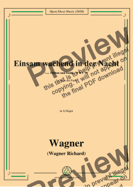 page one of Wagner-Einsam wachend in der Nacht,in A Major 